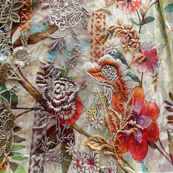 JOHNNY WAS BIYA Alyeshka Size XL Mesh Floral Embroidered Boho Midi Dress NWT - Picture 9 of 15